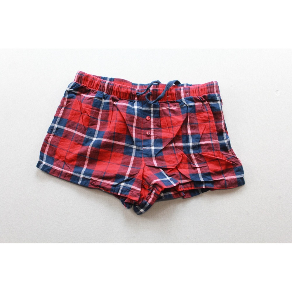 Stars Above Pajama Shorts Womens S Red Excellent Plaid Flannel Drawstring 16377.